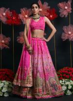 Viscose Pink Wedding Wear Printed Lehenga Choli